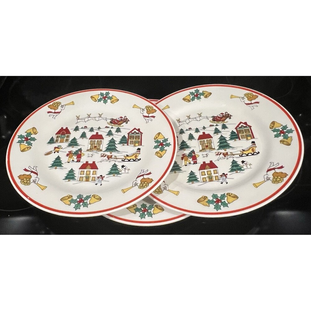 Dinner Plates Set of 3 Jamestown China The Joy of Christmas 1987 Vintage 10.5"